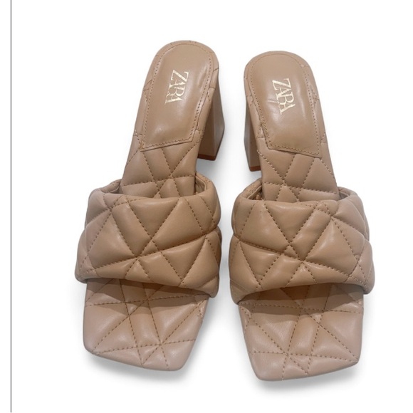 Zara Tan Quilted Heels - Picture 1 of 6